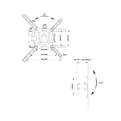 Кронштейн для телевизора ElectricLight КБ-01-86 настенный, наклонно-поворотный, 26-55 дюйма, черный