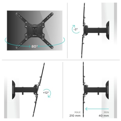 Кронштейн для телевизора Onkron M2 настенный, наклонно-поворотный, 26-65 дюйма, черный