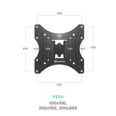 Кронштейн для телевизора Onkron M2S настенный, наклонно-поворотный, 17-43 дюйма, черный
